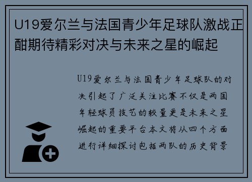 U19爱尔兰与法国青少年足球队激战正酣期待精彩对决与未来之星的崛起